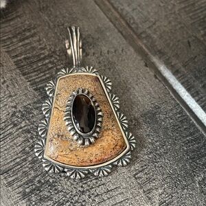 Carolyn Pollack STERLING SILVER Jasper, Tigers Eye pendant enhancer.  A 35